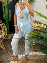 Load image into Gallery viewer, Bleached Denim Breasted Jumpsuit