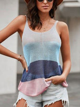 Load image into Gallery viewer, Knitted Hollow Color Block Stitching Women's Top