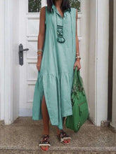 Load image into Gallery viewer, Women's V-Neck Casual Side Slit Loose Sleeveless Dress