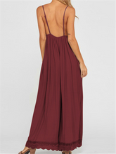 Load image into Gallery viewer, Women's Lace Wide Leg Spaghetti Straps Backless Jumpsuit
