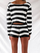 Load image into Gallery viewer, Women's Fashion Casual Striped Knitted Shorts Suit
