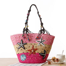 Load image into Gallery viewer, Embroidered Starfish Straw Bead Weave Women's Bag