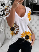Load image into Gallery viewer, Sunflower Printed Cotton Breathable Women's Tops