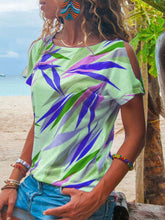Load image into Gallery viewer, Striped Leaf Strapless T-shirt Top Women