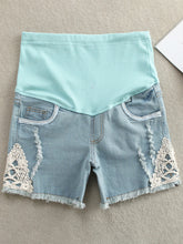 Load image into Gallery viewer, Maternity Fashion Lace Denim Belly Shorts