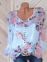 Load image into Gallery viewer, V-neck Button Top Chiffon Shirt