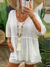 Load image into Gallery viewer, Round Neck Middle Lace Hollow Loose Casual Suit