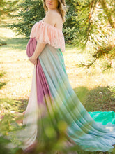 Load image into Gallery viewer, Maternity Sexy Lace Tulle Stitching Rainbow Photography Dress