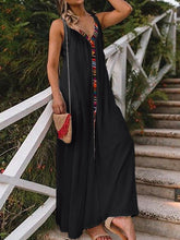 Load image into Gallery viewer, Women's Sexy Cotton And Linen Strap V-Neck Contrast Dress
