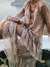 Load image into Gallery viewer, Women's Chiffon V-Neck Fungus Stitching Beach Dress