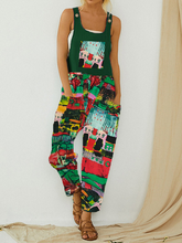 Load image into Gallery viewer, Women's Vintage Printed Straps Jumpsuit With Pocket