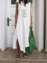 Load image into Gallery viewer, Women's V-Neck Casual Side Slit Loose Sleeveless Dress