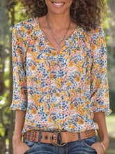 Load image into Gallery viewer, V-neck Printed Long-sleeved Shirt