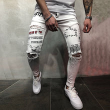 Load image into Gallery viewer, Men's Casual Fashion Slim Hole Graffiti Jeans