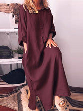 Load image into Gallery viewer, Women's Cotton And Linen Solid Color Casual Loose Dress