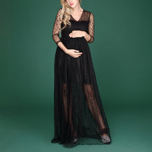 Load image into Gallery viewer, Maternity Sexy V-Neck Black Polka Dot Photography Maxi Dress