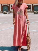 Load image into Gallery viewer, V-neck Letter Short Sleeve Casual Loose Dress