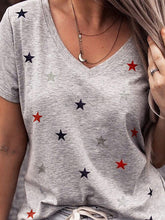 Load image into Gallery viewer, Printed V-neck Short Sleeve T-shirt Women
