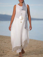 Load image into Gallery viewer, Round Neck Sleeveless Loose Cotton and Linen Suit