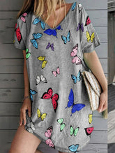 Load image into Gallery viewer, Butterfly Print Loose V-neck Dress