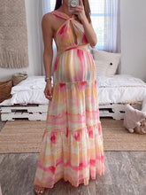 Load image into Gallery viewer, Maternity Gradient Deep V Stitching Backless Evening Dress
