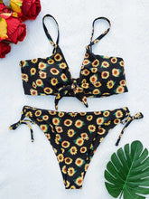 Load image into Gallery viewer, Women's Sunflower Print Strapless Bikini Set Swimsuit