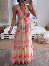 Load image into Gallery viewer, Maternity Gradient Deep V Stitching Backless Evening Dress