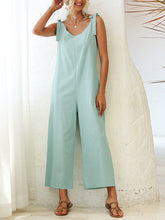 Load image into Gallery viewer, Women's Tied Bandwidth Straight Solid Solid Siamese Jumpsuit