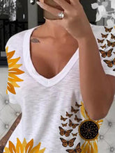 Load image into Gallery viewer, Sunflower Printed Cotton Breathable Women's Tops