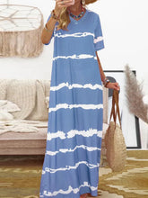Load image into Gallery viewer, Printed Striped Long V-Neck Dress Women