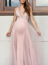 Load image into Gallery viewer, Maternity Sexy V-Neck Lace Sleeveless Split Dress