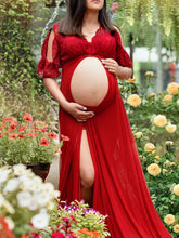 Load image into Gallery viewer, Maternity Elegant Solid Color Strapless Photo Dress
