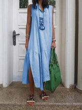 Load image into Gallery viewer, Women's V-Neck Casual Side Slit Loose Sleeveless Dress