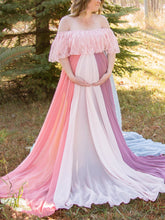 Load image into Gallery viewer, Maternity Sexy Lace Tulle Stitching Rainbow Photography Dress