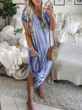 Load image into Gallery viewer, Printed V-neck Loose Large Size Irregular Long Skirt