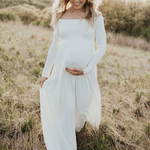 Load image into Gallery viewer, Off The Shoulder Long Sleeve Loose Maternity Dress
