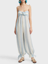 Load image into Gallery viewer, Women's Fashion Striped Print Sling Backless Lace Jumpsuit