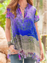 Load image into Gallery viewer, Women's Casual Floral Print V-neck Short Sleeve T-shirt