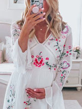 Load image into Gallery viewer, Lace Embroidery Long Sleeves Maternity Dress