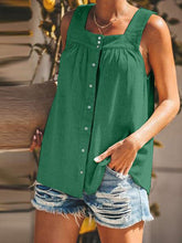 Load image into Gallery viewer, Square Neck Pleated Loose Wild Tank Top
