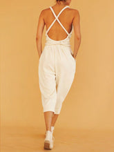 Load image into Gallery viewer, Women's Fashion White Loose Cropped Jumpsuit