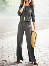 Load image into Gallery viewer, Round Neck Long Solid Color Sleeves Loose Two-piece Suit Summer