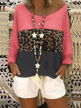 Load image into Gallery viewer, Women's Leopard Print Long Sleeve T-Shirt And Solid Color Shorts Set