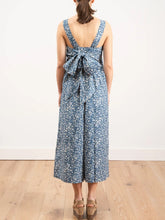 Load image into Gallery viewer, Women's Fashion Blue Floral Stitching Sleeveless Jumpsuit