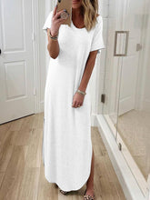 Load image into Gallery viewer, Irregular Round Neck Dress with Solid Hem