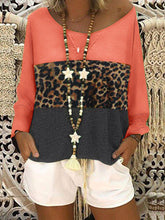 Load image into Gallery viewer, Women's Leopard Print Long Sleeve T-Shirt And Solid Color Shorts Set