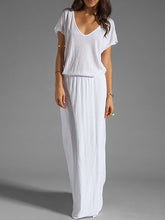Load image into Gallery viewer, V-neck Short Sleeve Elegant Loose Dress
