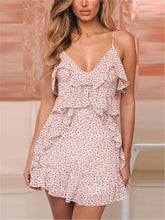 Load image into Gallery viewer, Floral Print Ruffle Slip Dress
