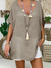 Load image into Gallery viewer, Women's Loose V-Neck Solid T-shirt And Shorts Suit