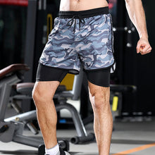 Load image into Gallery viewer, Camouflage Fake Two Pieces Double Layer Men's Shorts